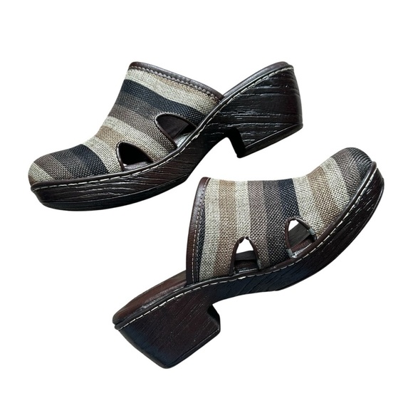 BOC Born Concept Women’s 9M Neutral Striped Heeled Slip-On Mule Clogs - Picture 4 of 5